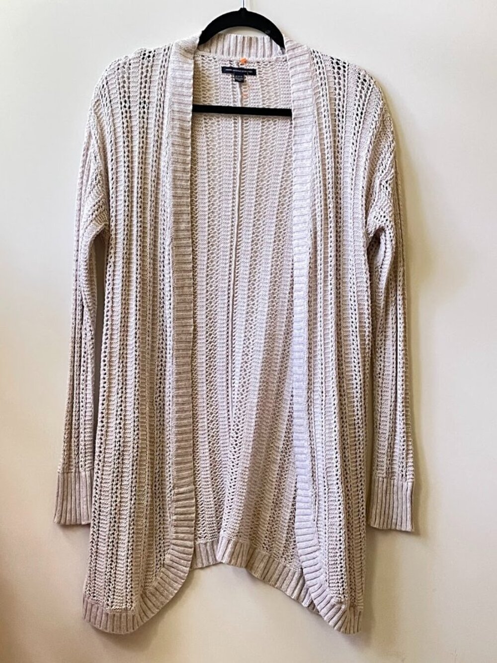 Share American Eagle Outfitters Open Front Knit Cardigan Sweater Size M Beige Li